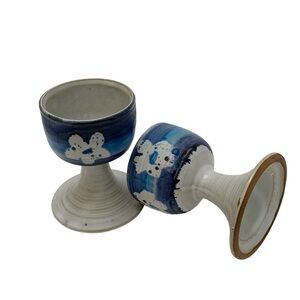 Vintage Pacific Stoneware Ceramic Drinking Goblets Floral Chalice